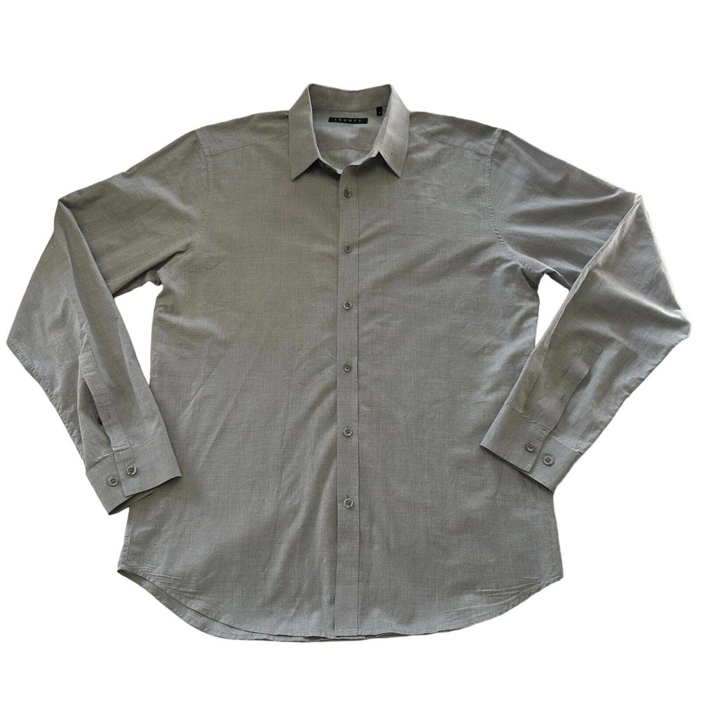 Theory Shirt Men Medium Gray Casual Officewear Button Up Long Sleeve Lightweight